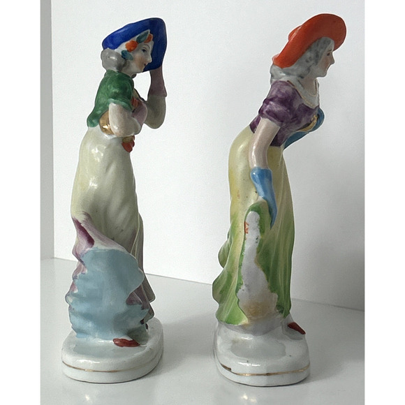 2 Vintage Dancing Lady Occupied Japan Figurine 6" Ceramic Statue 1940s Rare - Picture 4 of 13